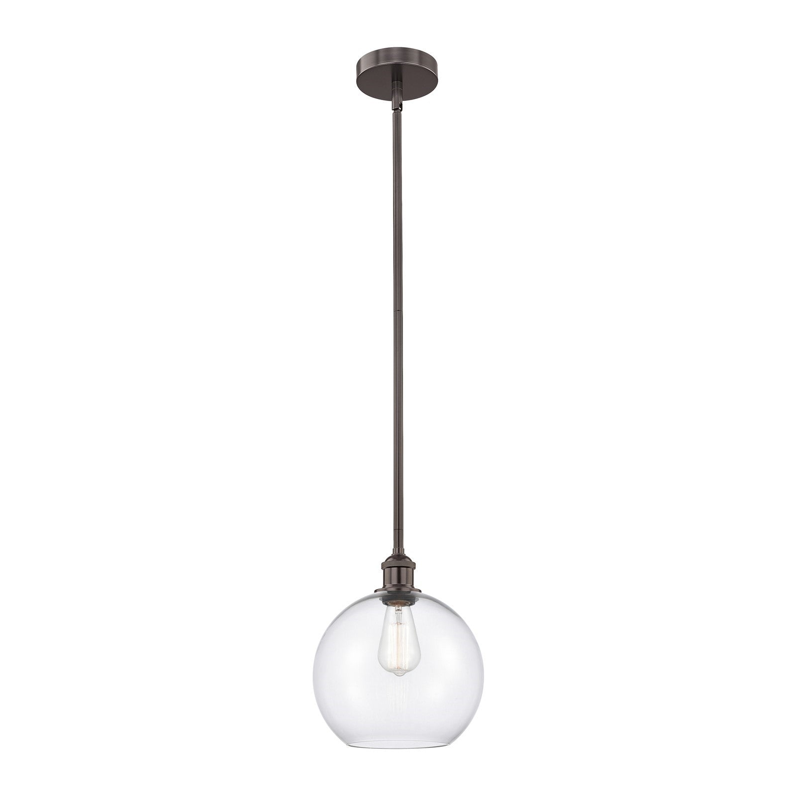 Innovations Athens 10in 1-Light Mini Pendant | Industrial Oil Rubbed Bronze Steel and Clear Glass | Kitchen Island & Breakfast | Model 616-1S-OB-G122-10
