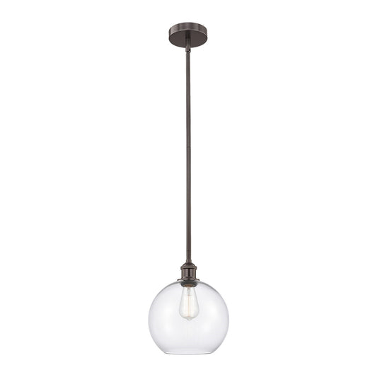 Innovations Athens 10in 1-Light Mini Pendant | Industrial Oil Rubbed Bronze Steel and Clear Glass | Kitchen Island & Dining | Model 616-1S-OB-G122-10-LED