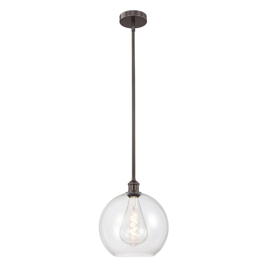 Innovations Athens 12in 1-Light Mini Pendant | Industrial Oil Rubbed Bronze Steel and Clear Glass | Kitchen Island & Dining Room | Model 616-1S-OB-G122-12