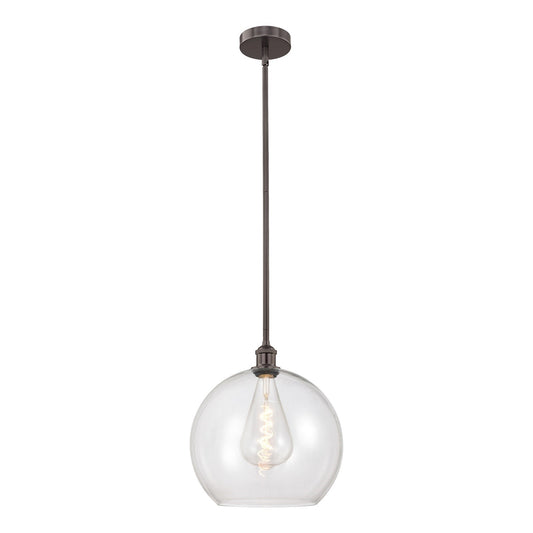 Innovations Athens 14in 1-Light Pendant | Industrial Oil Rubbed Bronze Steel and Clear Glass | Kitchen Island & Dining Room | Model 616-1S-OB-G122-14