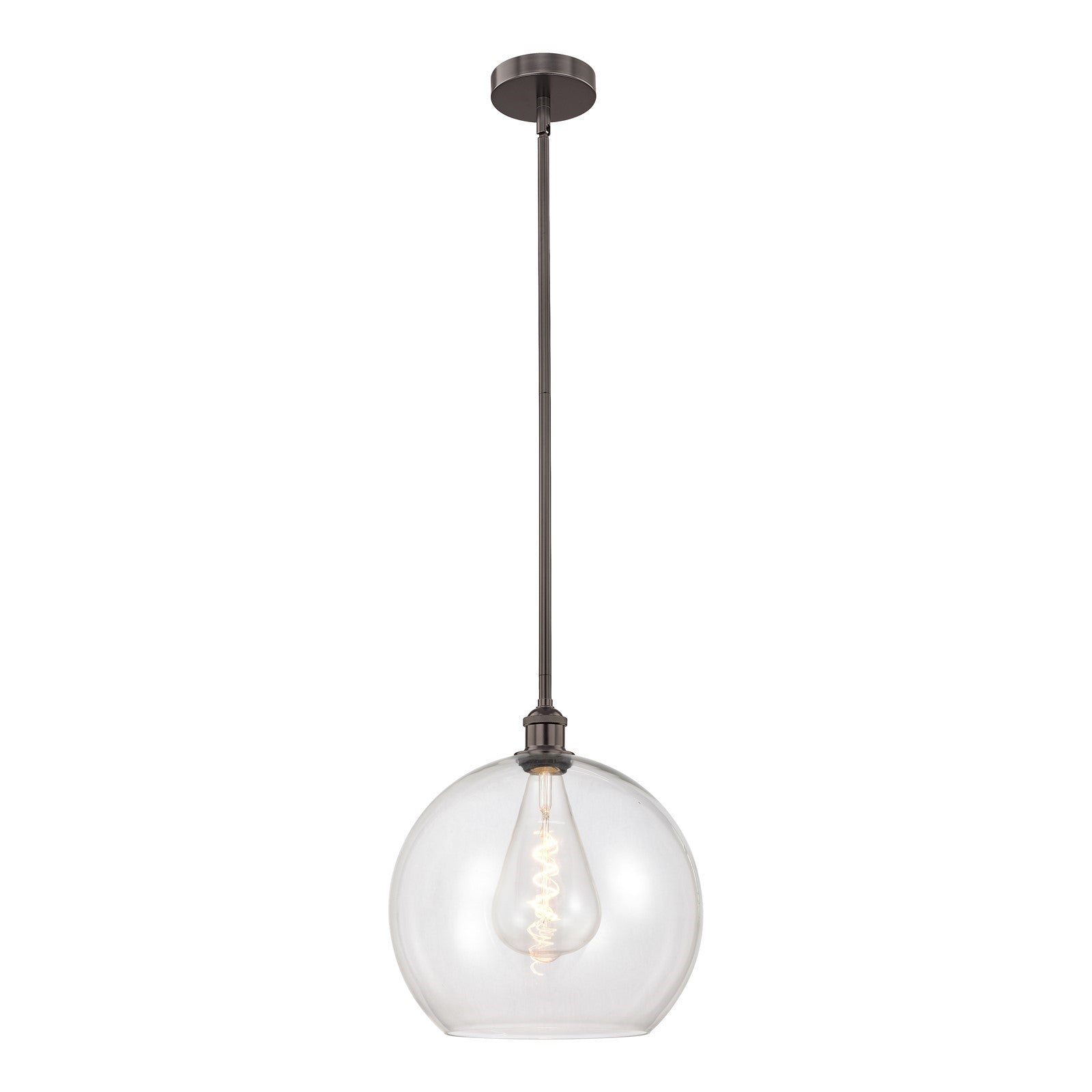 Innovations Athens 14in 1-Light Pendant | Industrial Oil Rubbed Bronze Steel and Clear Glass | Kitchen Island & Dining Room | Model 616-1S-OB-G122-14-LED