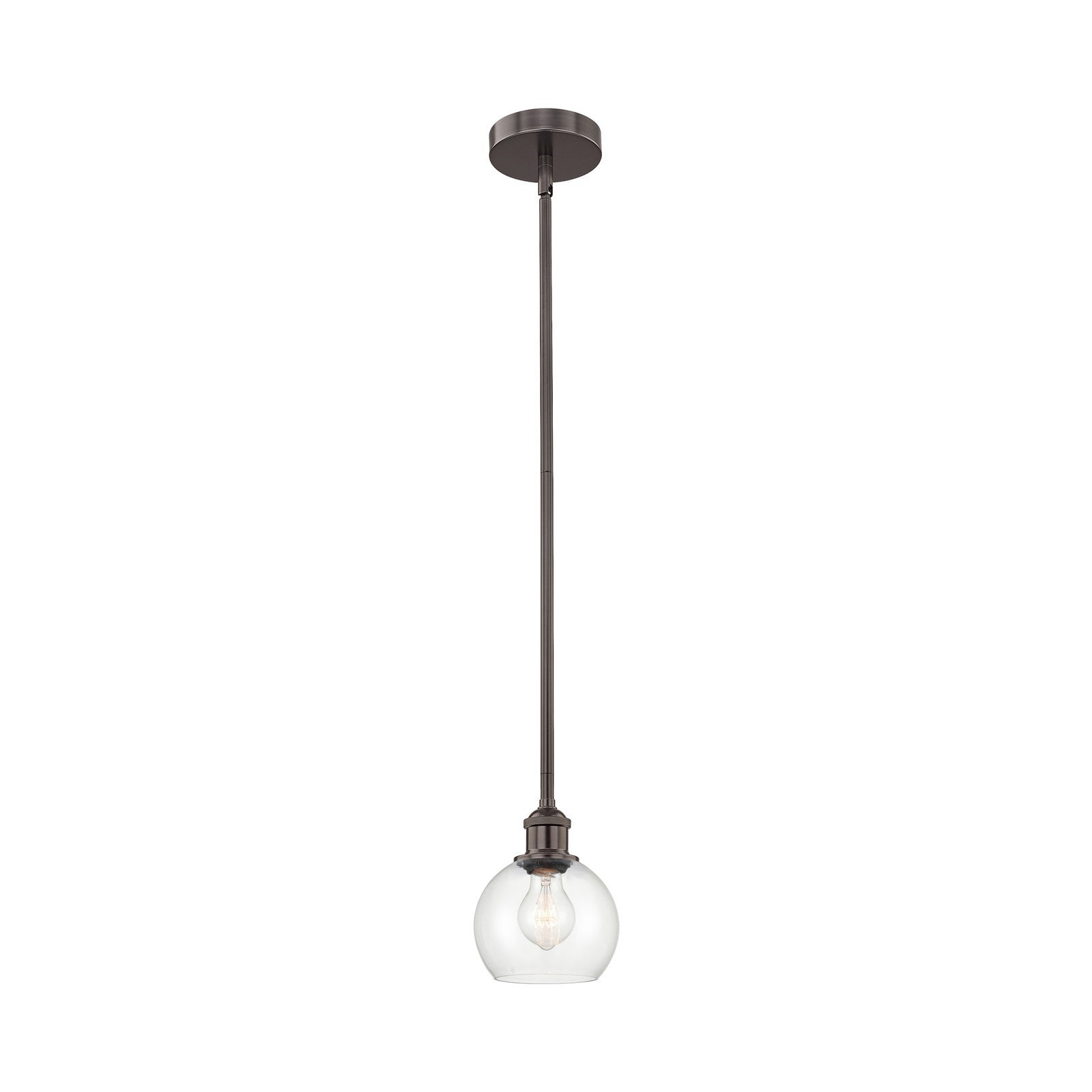 Innovations Athens 6in 1-Light Mini Pendant | Industrial Oil Rubbed Bronze Steel and Clear Glass | Kitchen Island & Dining | Model 616-1S-OB-G122-6-LED