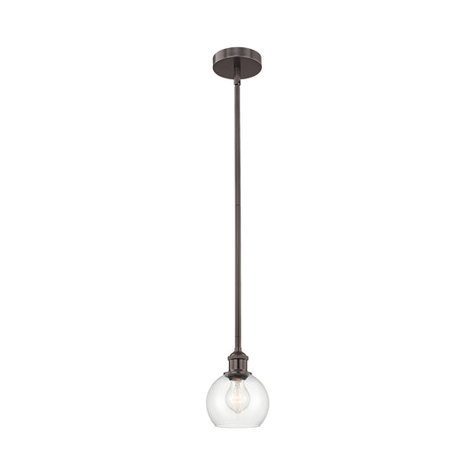 Innovations Athens 6in 1-Light Mini Pendant | Industrial Oil Rubbed Bronze Steel and Clear Glass | Kitchen Island & Dining | Model 616-1S-OB-G122-6-LED