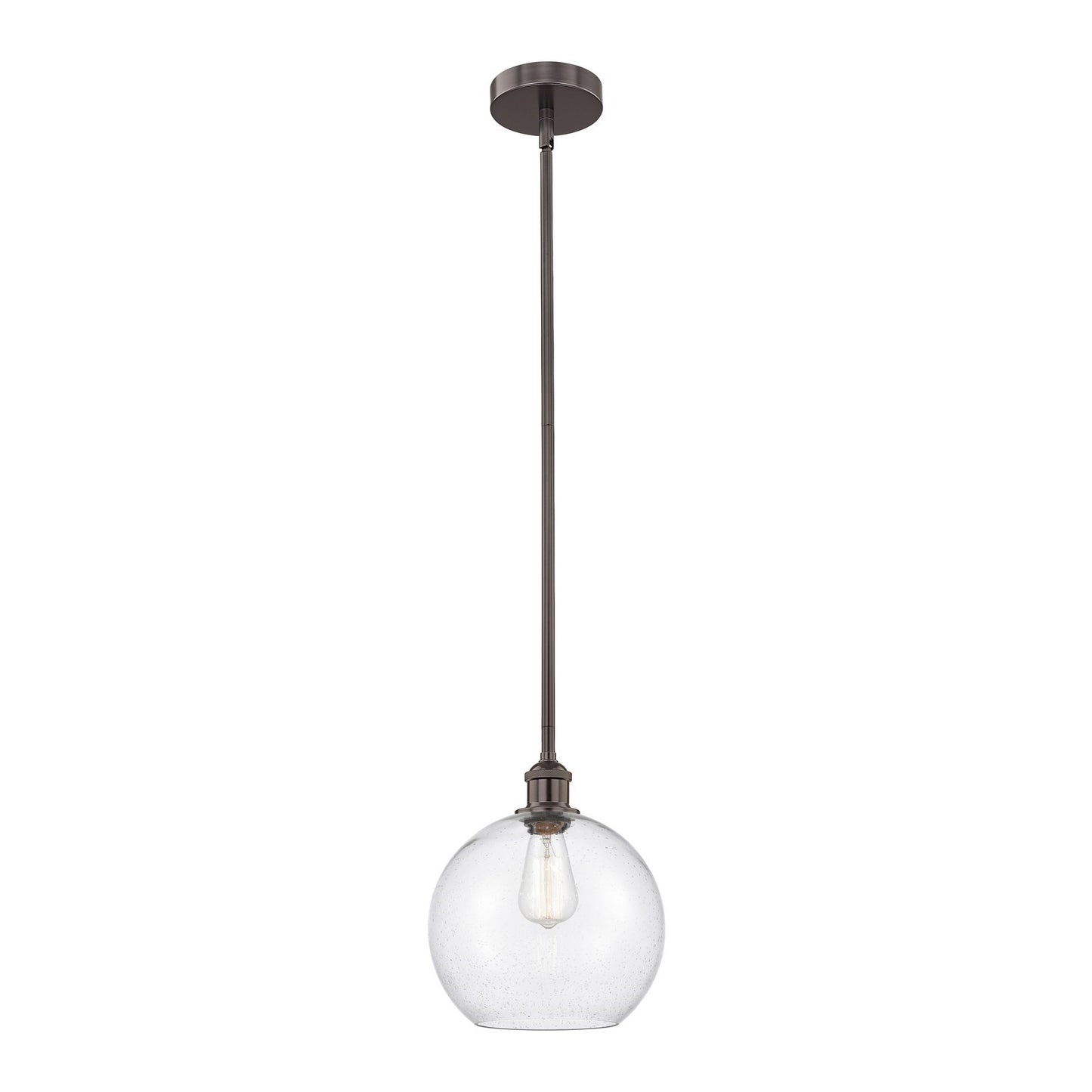 Innovations Athens 10in 1-Light Mini Pendant | Industrial Oil Rubbed Bronze Steel and Seedy Glass | Kitchen Island & Dining Room | Model 616-1S-OB-G124-10