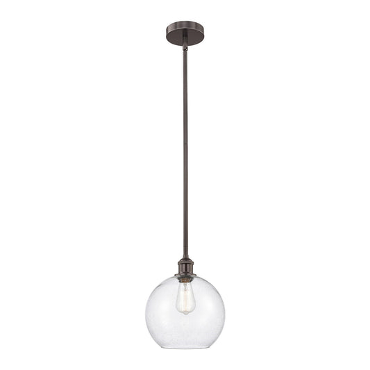 Innovations Athens 10in 1-Light Mini Pendant | Industrial Oil Rubbed Bronze Steel and Seedy Glass | Kitchen Island & Dining Room | Model 616-1S-OB-G124-10