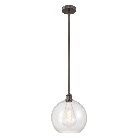 Innovations Athens 12in 1-Light Mini Pendant | Industrial Oil Rubbed Bronze Steel and Seedy Glass | Kitchen Island & Dining Room | Model 616-1S-OB-G124-12