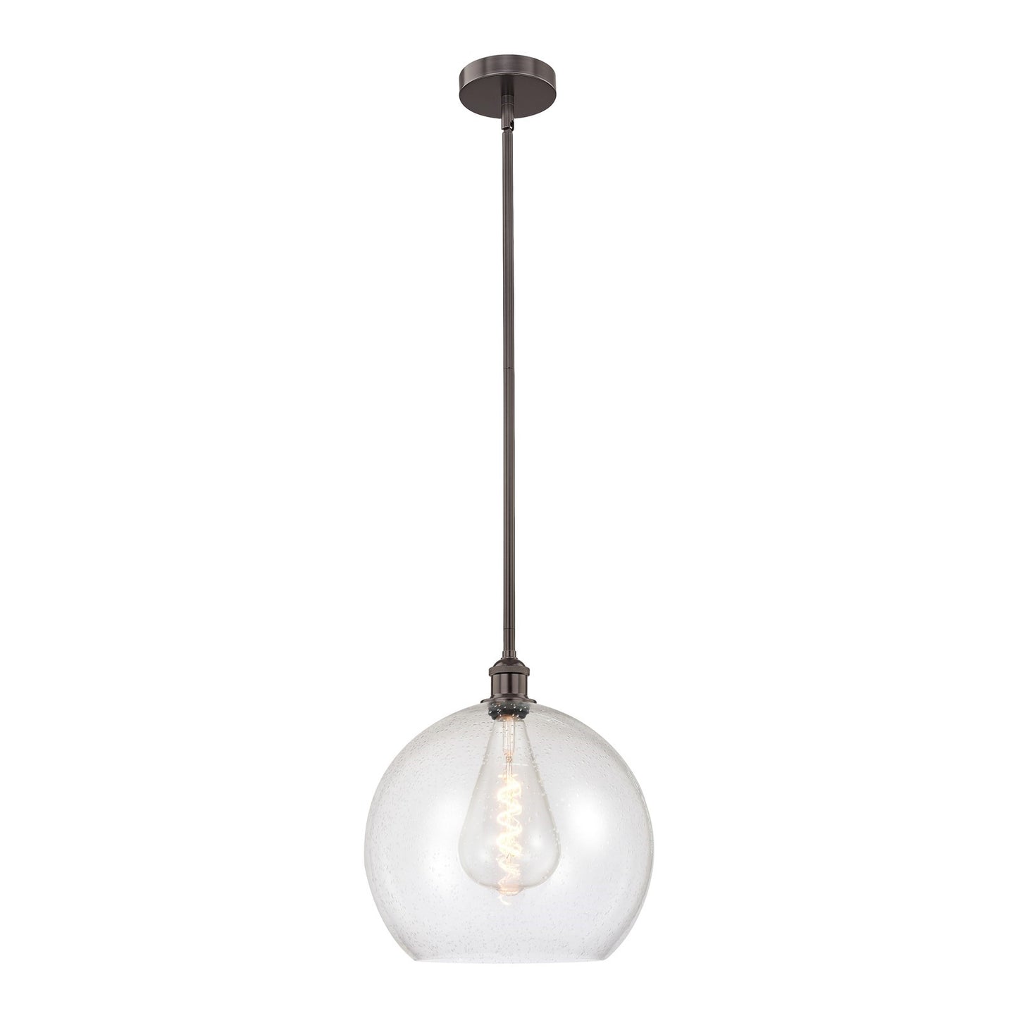 Innovations Athens 14in 1-Light Pendant | Industrial Oil Rubbed Bronze Steel and Seedy Glass | Kitchen Island & Dining Room | Model 616-1S-OB-G124-14