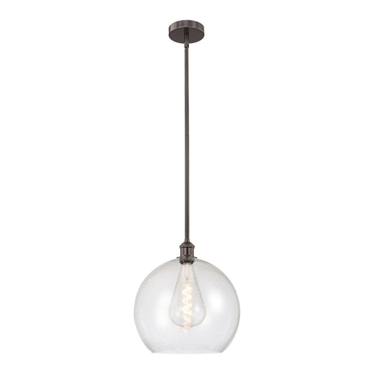 Innovations Athens 14in 1-Light Pendant | Industrial Oil Rubbed Bronze Steel and Seedy Glass | Kitchen Island & Dining Room | Model 616-1S-OB-G124-14-LED