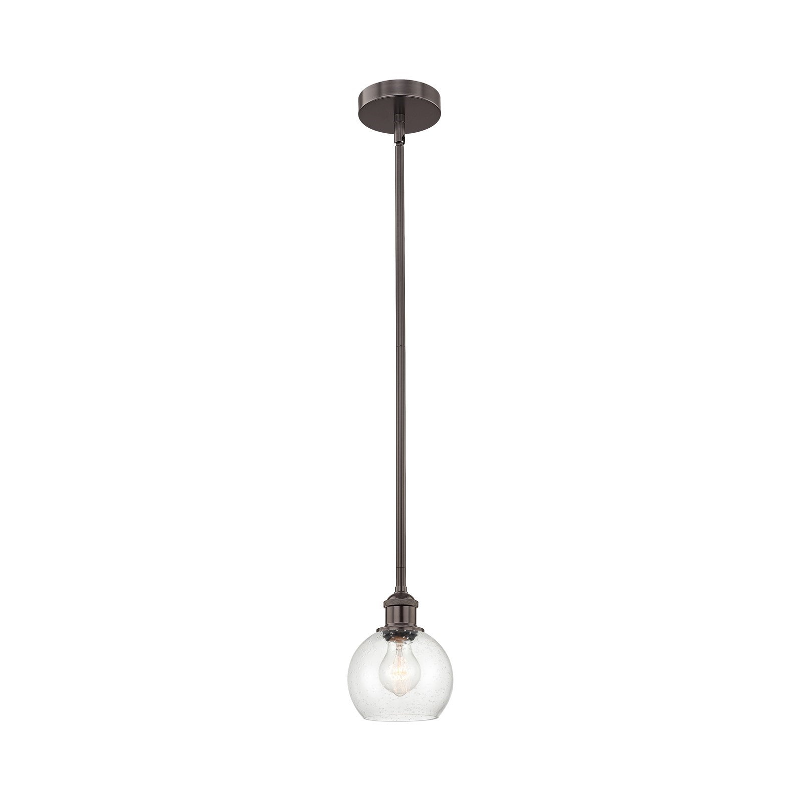 Innovations Athens 6in 1-Light Mini Pendant | Industrial Oil Rubbed Bronze Steel and Seedy Glass | Kitchen Island & Dining Room | Model 616-1S-OB-G124-6