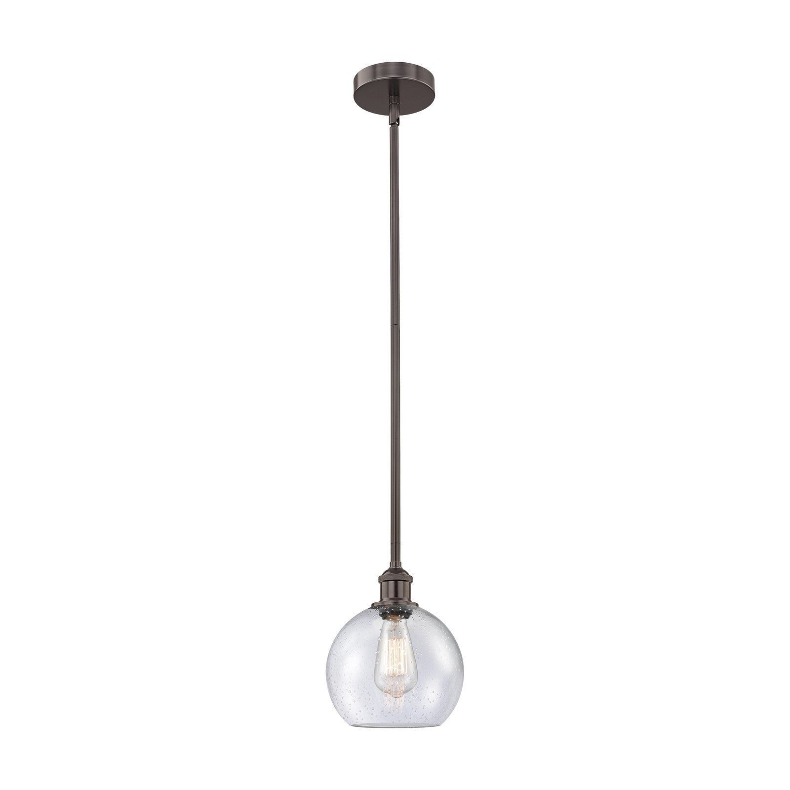 Innovations Athens 8in 1-Light Mini Pendant | Industrial Oil Rubbed Bronze and Seedy Glass | Kitchen Island & Dining Room | 8 x 8 | Model 616-1S-OB-G124-8