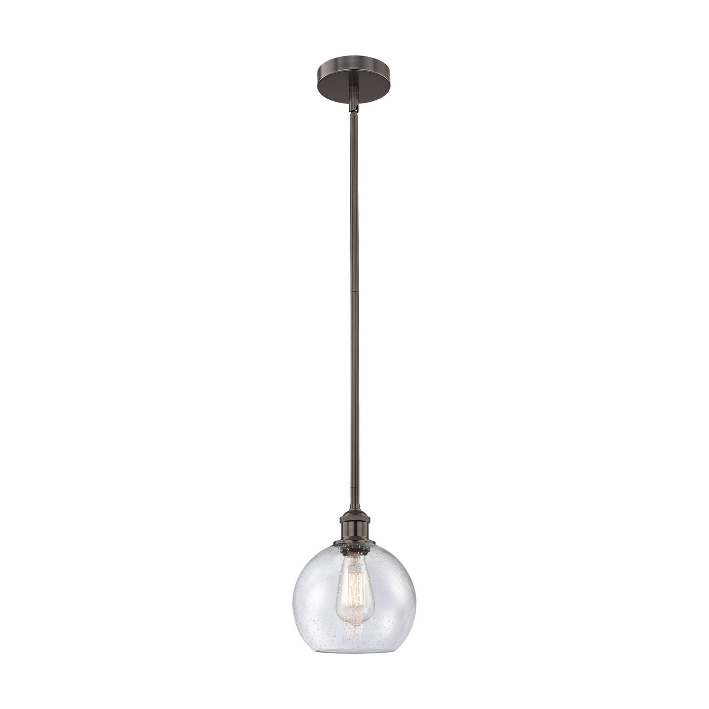 Innovations Athens 8in 1-Light Mini Pendant | Industrial Oil Rubbed Bronze and Seedy Glass | Kitchen Island & Dining Room | 8 x 8 | Model 616-1S-OB-G124-8