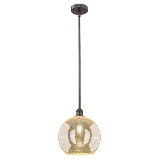 Innovations Athens 12in 1-Light Mini Pendant | Industrial Oil Rubbed Bronze Steel and Mercury Glass | Kitchen Island & Dining | Model 616-1S-OB-G128-12