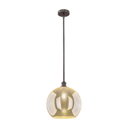 Innovations Athens 14in 1-Light Pendant | Industrial Oil Rubbed Bronze Steel and Mercury Glass | Kitchen Island & Dining Room | Model 616-1S-OB-G128-14