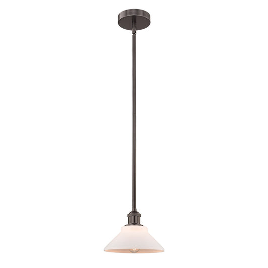 Innovations Orwell 8in 1-Light Mini Pendant | Industrial Oil Rubbed Bronze Steel and Matte White Glass | Kitchen Island & Dining | Model 616-1S-OB-G131
