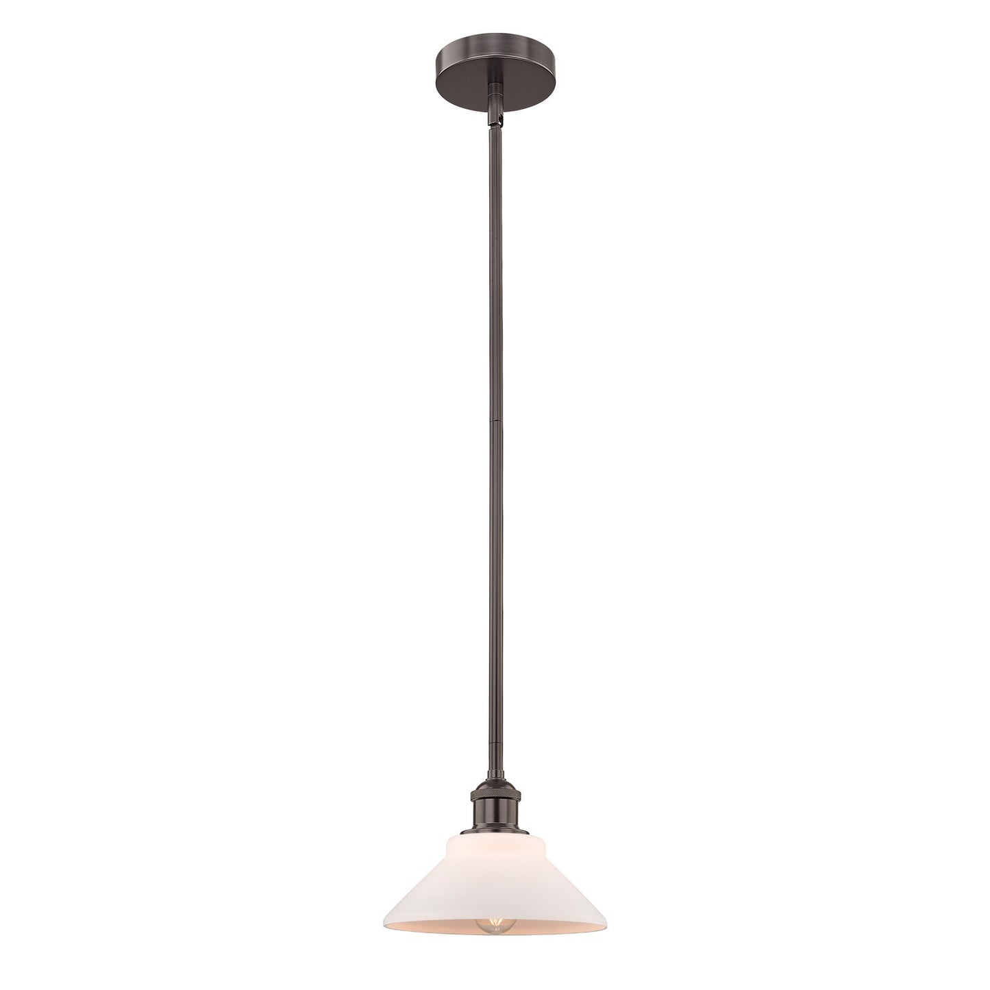 Innovations Orwell 8in 1-Light Mini Pendant | Industrial Oil Rubbed Bronze Steel and Matte White Glass | Kitchen Island & | Model 616-1S-OB-G131-LED