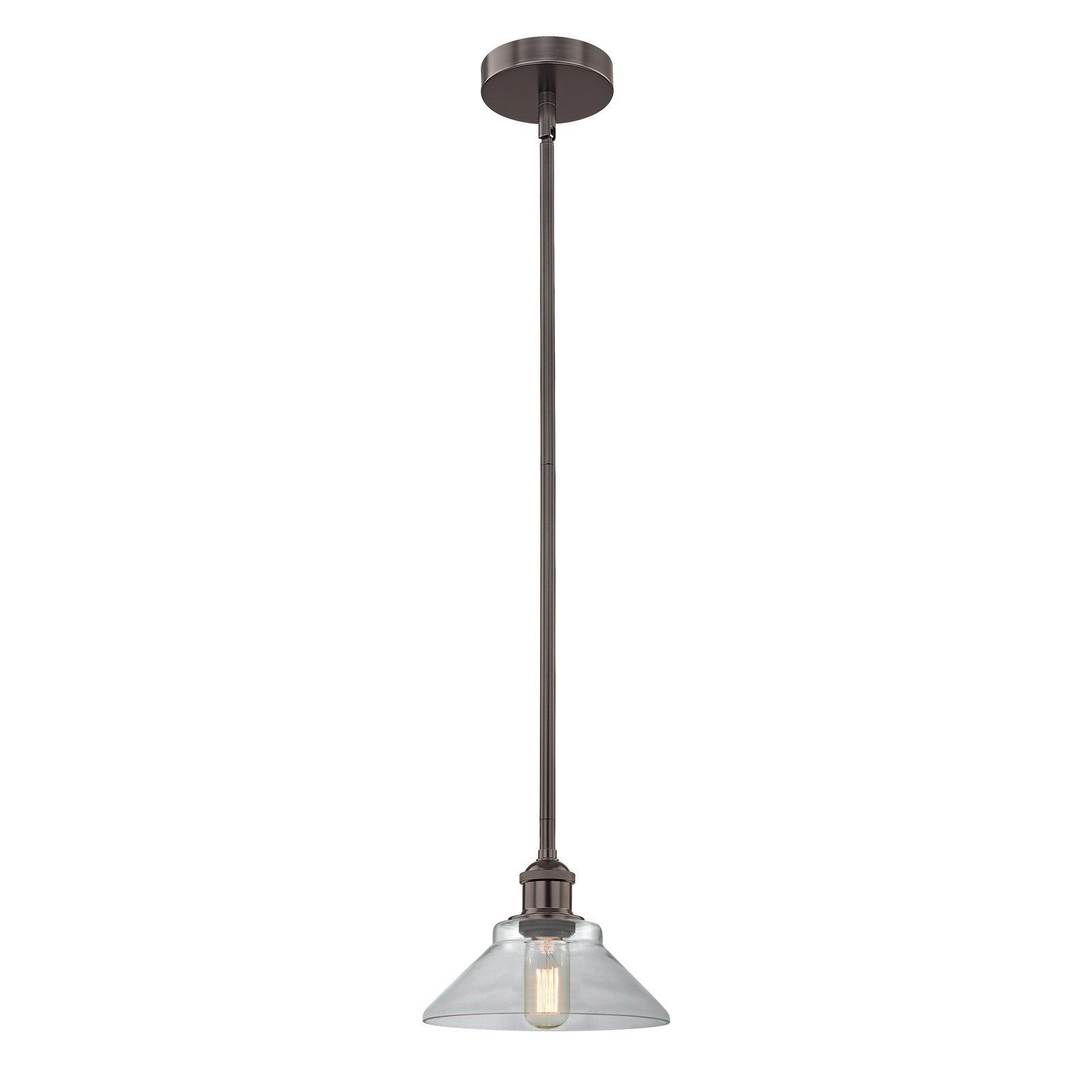 Innovations Orwell 8in 1-Light Mini Pendant | Industrial Oil Rubbed Bronze Steel and Clear Glass | Kitchen Island & Dining Room | Model 616-1S-OB-G132