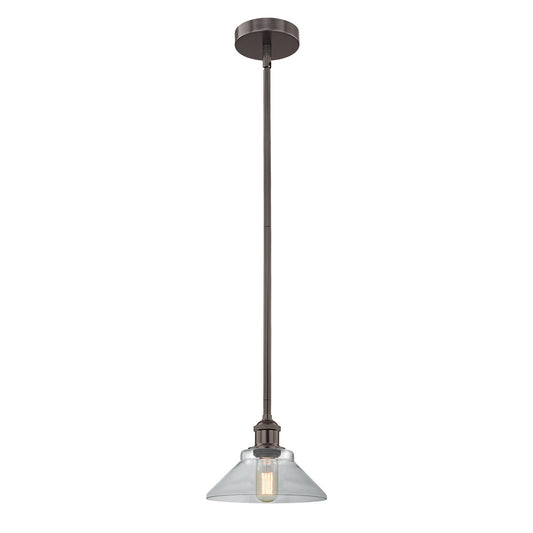 Innovations Orwell 8in 1-Light Mini Pendant | Industrial Oil Rubbed Bronze Steel and Clear Glass | Kitchen Island & Dining Room | Model 616-1S-OB-G132-LED