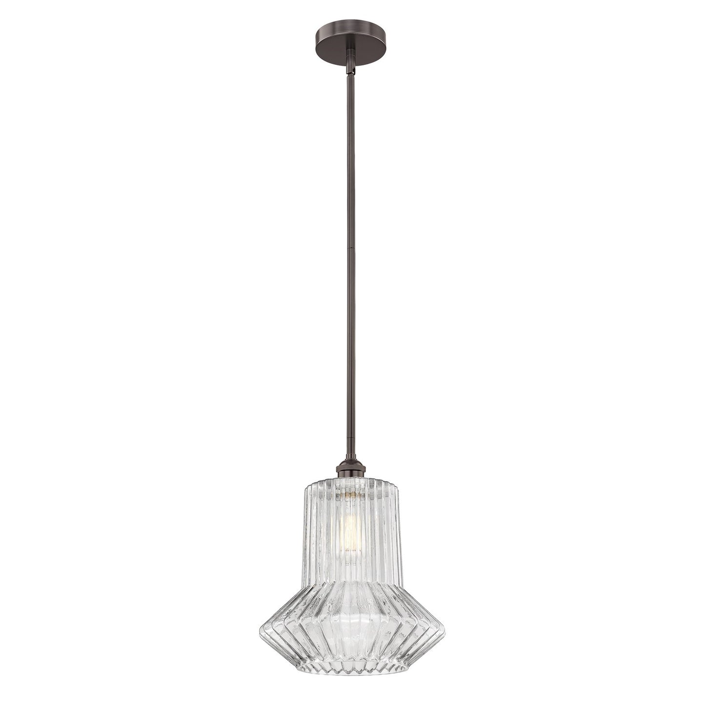 Innovations Springwater 12in 1-Light Mini Pendant | Art Nouveau Oil Rubbed Bronze Steel and Clear Fluted Glass | Kitchen Island & | Model 616-1S-OB-G212