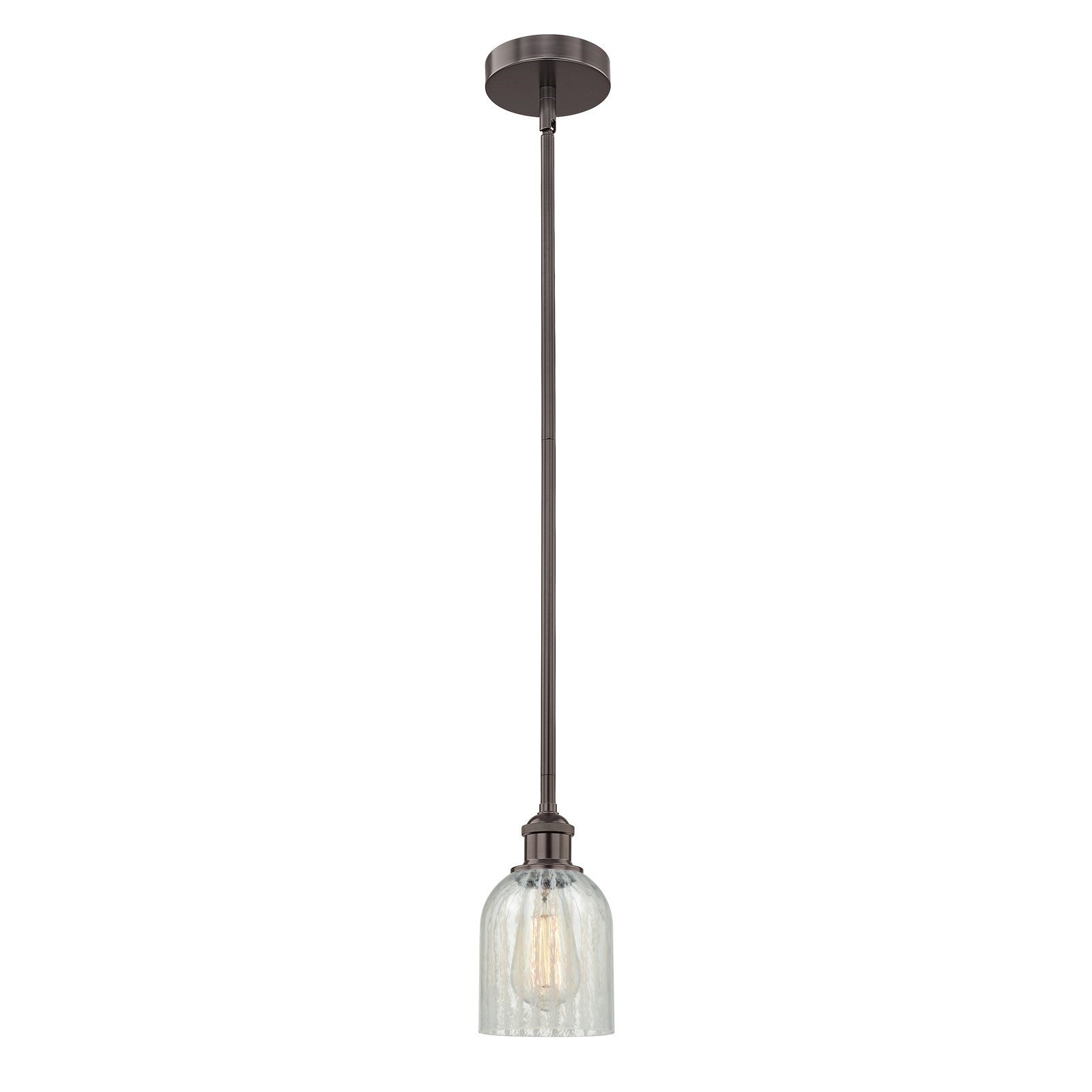 Innovations Caledonia 5in 1-Light Mini Pendant | Industrial Oil Rubbed Bronze Steel and Mouchette Glass | Kitchen Island & Dining | Model 616-1S-OB-G2511