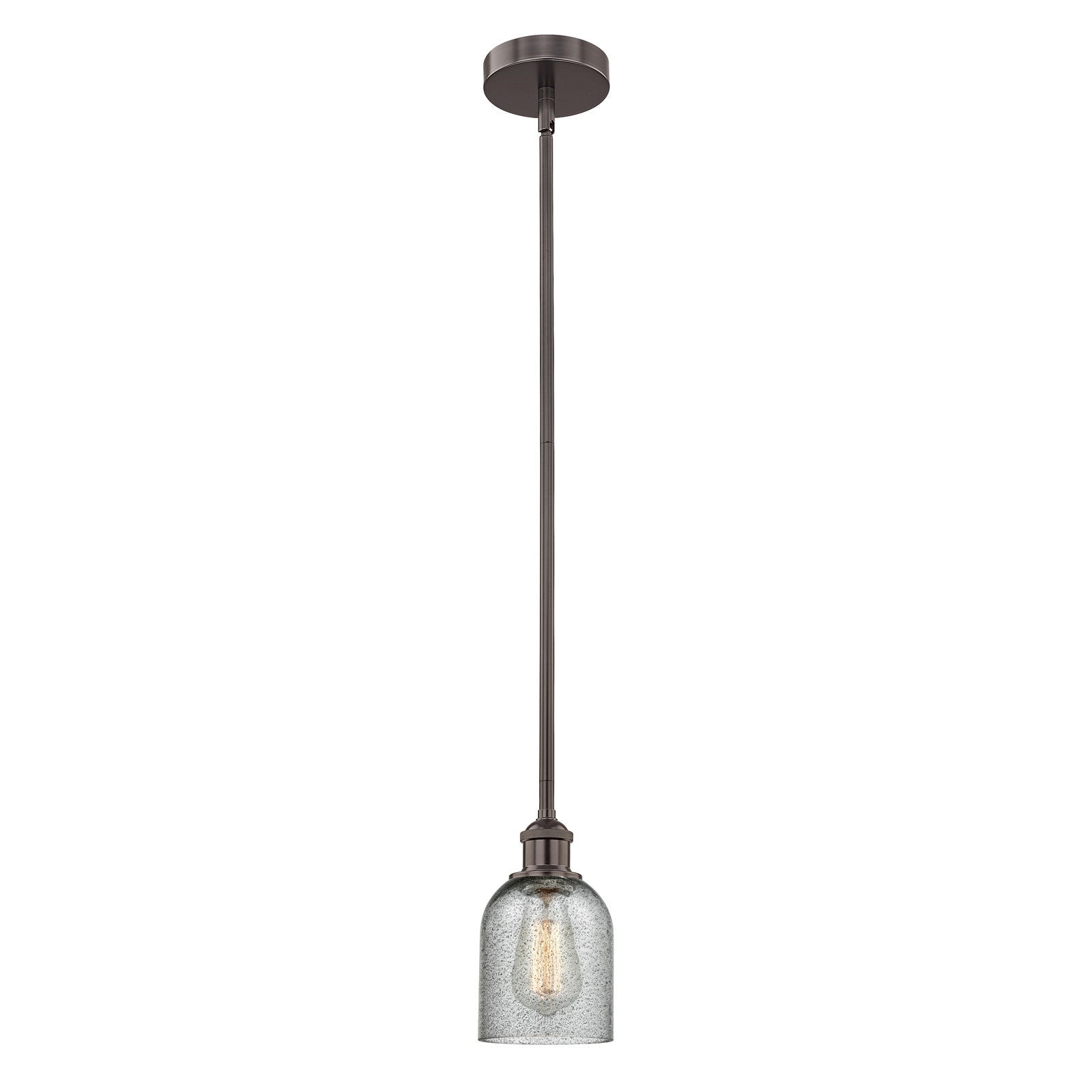 Innovations Caledonia 5in 1-Light Mini Pendant | Industrial Oil Rubbed Bronze Steel and Charcoal Glass | Kitchen Island & | Model 616-1S-OB-G257-LED