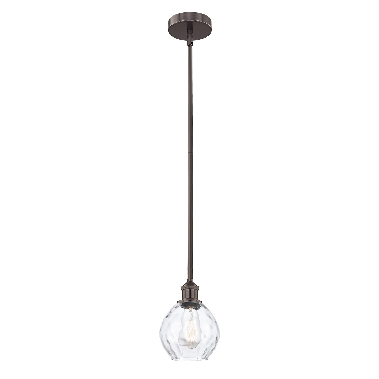 Innovations Waverly 6in 1-Light Mini Pendant | Industrial Oil Rubbed Bronze Steel and Clear Glass | Kitchen Island & Dining | Model 616-1S-OB-G362-LED