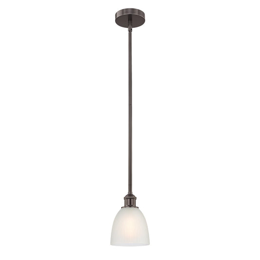 Innovations Castile 6in 1-Light Mini Pendant | Industrial Oil Rubbed Bronze Steel and White Glass | Kitchen Island & Dining Room | Model 616-1S-OB-G381