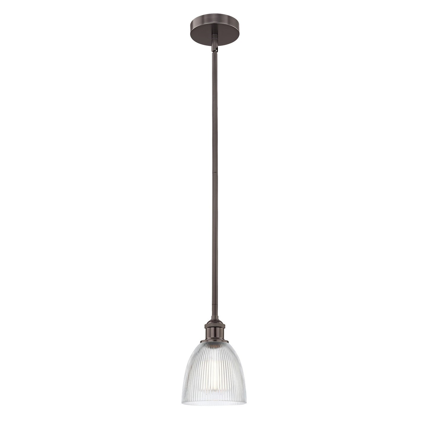 Innovations Castile 6in 1-Light Mini Pendant | Industrial Oil Rubbed Bronze Steel and Clear Glass | Kitchen Island & Dining | Model 616-1S-OB-G382-LED