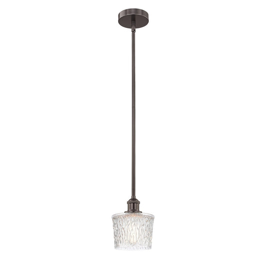 Innovations Niagara 7in 1-Light Mini Pendant | Industrial Oil Rubbed Bronze Steel and Clear Textured Glass | Kitchen Island & | Model 616-1S-OB-G402-LED