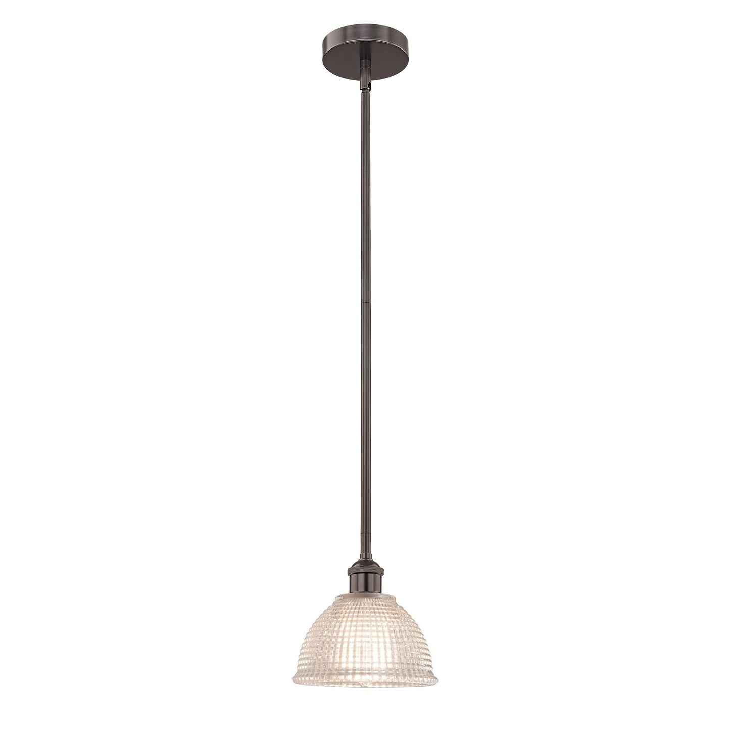 Innovations Arietta 8in 1-Light Mini Pendant | Industrial Oil Rubbed Bronze Steel and Clear Glass | Kitchen Island & Dining | Model 616-1S-OB-G422-LED