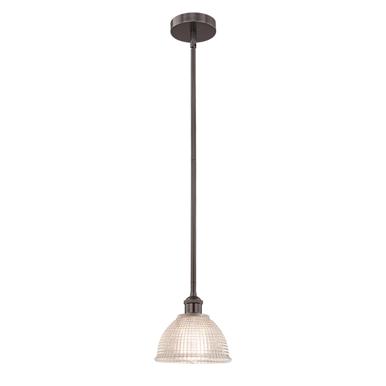 Innovations Arietta 8in 1-Light Mini Pendant | Industrial Oil Rubbed Bronze Steel and Clear Glass | Kitchen Island & Dining | Model 616-1S-OB-G422-LED