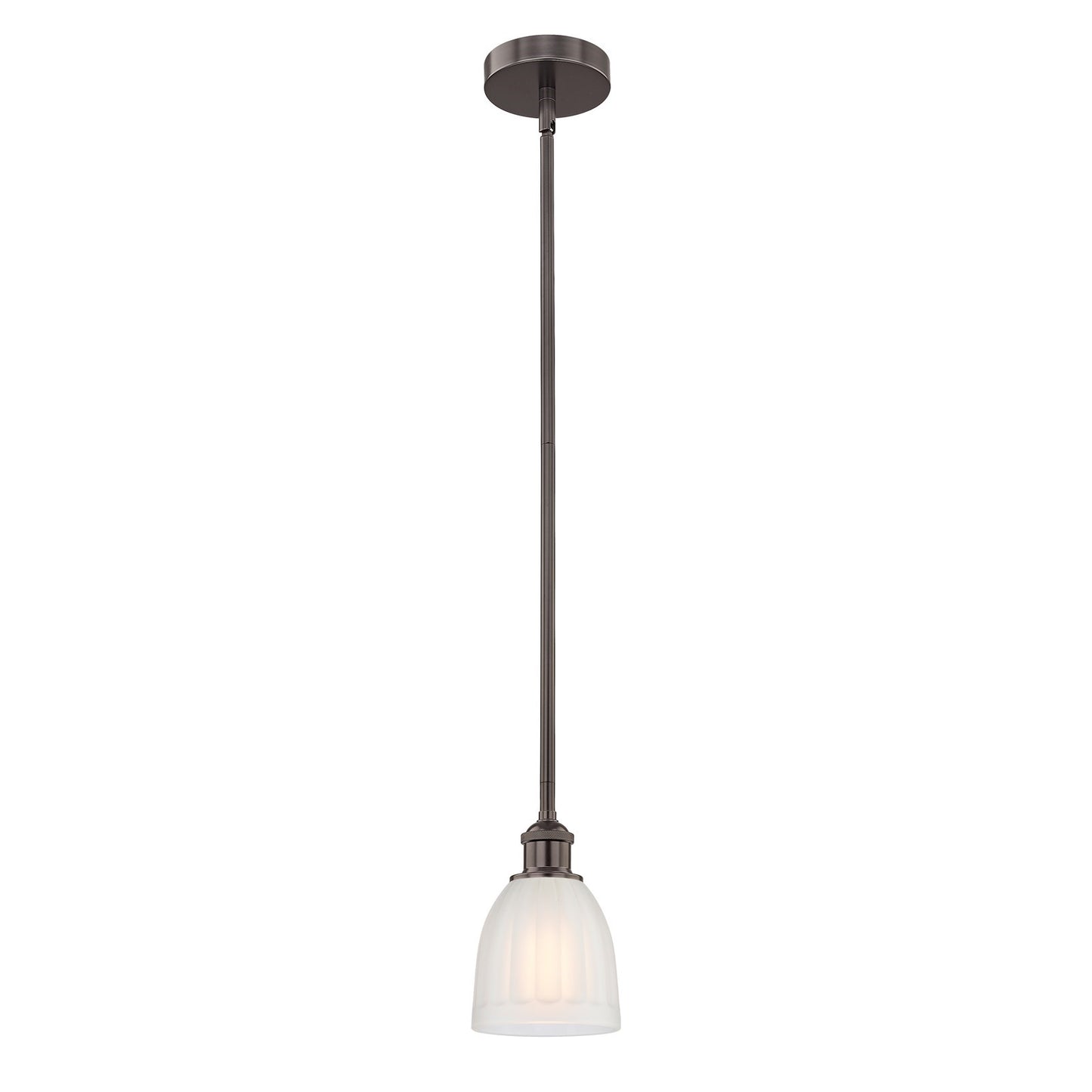 Innovations Brookfield 6in 1-Light Mini Pendant | Industrial Oil Rubbed Bronze Steel and White Frosted Ribbed Glass | Kitchen | Model 616-1S-OB-G441