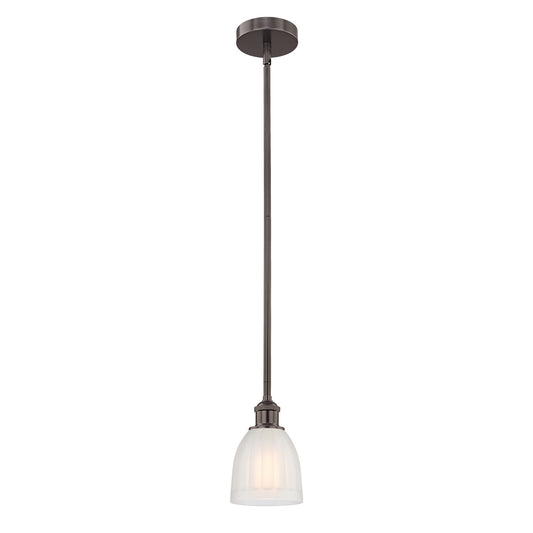 Innovations Brookfield 6in 1-Light Mini Pendant | Industrial Oil Rubbed Bronze Steel and White Frosted Ribbed Glass | Kitchen | Model 616-1S-OB-G441
