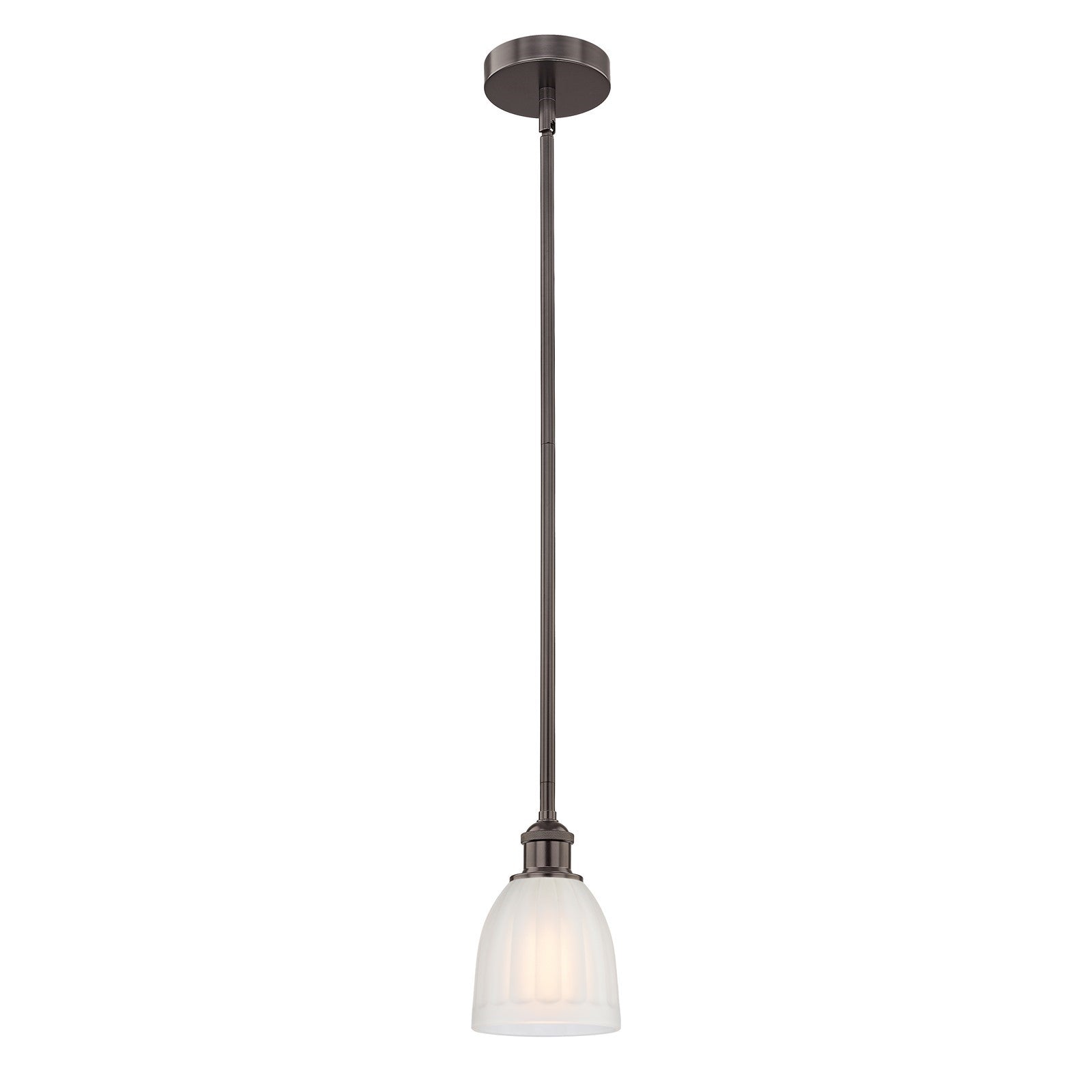 Innovations Brookfield 6in 1-Light Mini Pendant | Industrial Oil Rubbed Bronze Steel and White Frosted Ribbed Glass | Kitchen | Model 616-1S-OB-G441