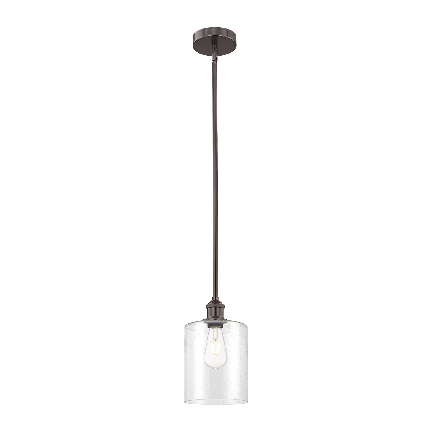 Innovations Paladin 7in 1-Light Mini Pendant | Farmhouse Oil Rubbed Bronze Steel and Seedy Glass | Kitchen Island & Dining Room | Model 616-1S-OB-G4424-7