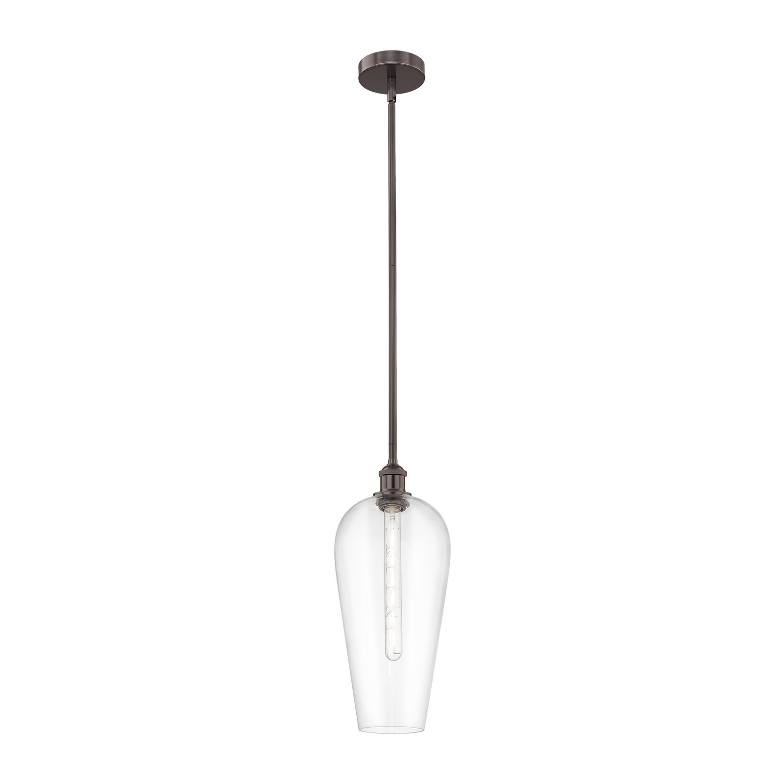 Innovations Chelsea 8in 1-Light Mini Pendant | Industrial Oil Rubbed Bronze Steel and Clear Glass | Kitchen Island & Dining | Model 616-1S-OB-G456-8CL