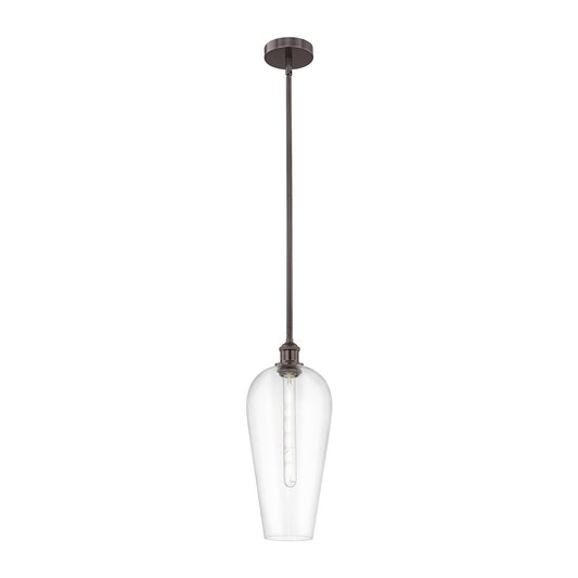 Innovations Chelsea 8in 1-Light Mini Pendant | Industrial Oil Rubbed Bronze Steel and Clear Glass | Kitchen Island & Dining | Model 616-1S-OB-G456-8CL
