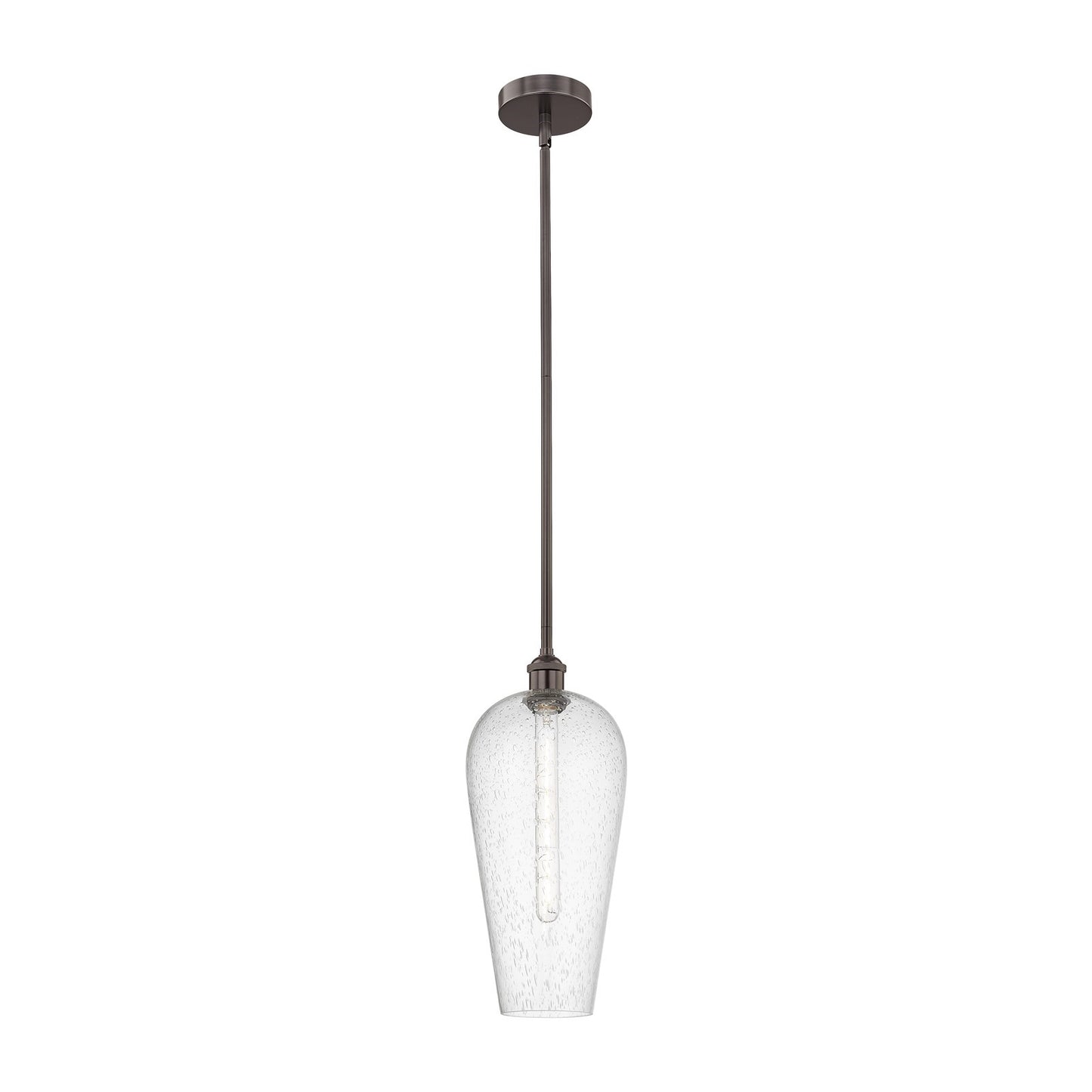 Innovations Chelsea 8in 1-Light Mini Pendant | Industrial Oil Rubbed Bronze Steel and Seedy Glass | Kitchen Island & Dining | Model 616-1S-OB-G456-8SDY
