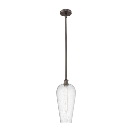 Innovations Chelsea 8in 1-Light Mini Pendant | Industrial Oil Rubbed Bronze Steel and Seedy Glass | Kitchen Island & Dining | Model 616-1S-OB-G456-8SDY