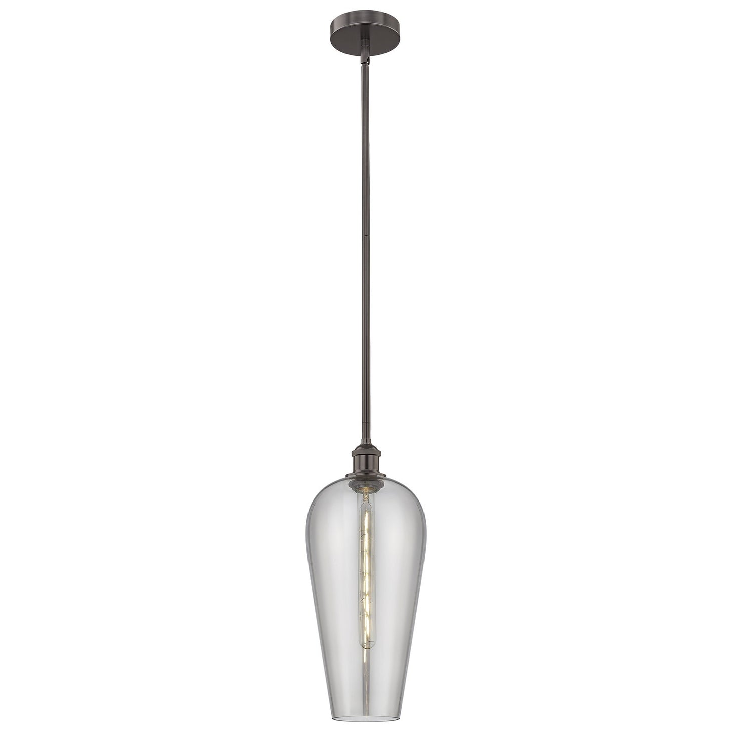 Innovations Chelsea 8in 1-Light Mini Pendant | Industrial Oil Rubbed Bronze Steel and Light Smoke Glass | Kitchen Island & | Model 616-1S-OB-G456-8SM