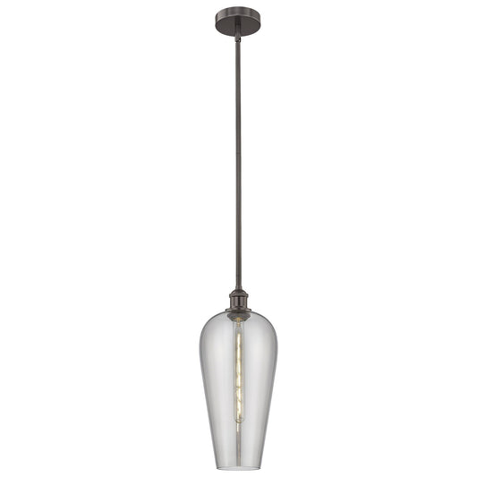 Innovations Chelsea 8in 1-Light Mini Pendant | Industrial Oil Rubbed Bronze Steel and Light Smoke Glass | Kitchen Island & | Model 616-1S-OB-G456-8SM