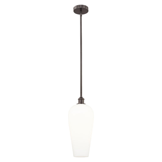 Innovations Chelsea 8in 1-Light Mini Pendant | Industrial Oil Rubbed Bronze Steel and White Glass | Kitchen Island & Dining | Model 616-1S-OB-G456-8WH