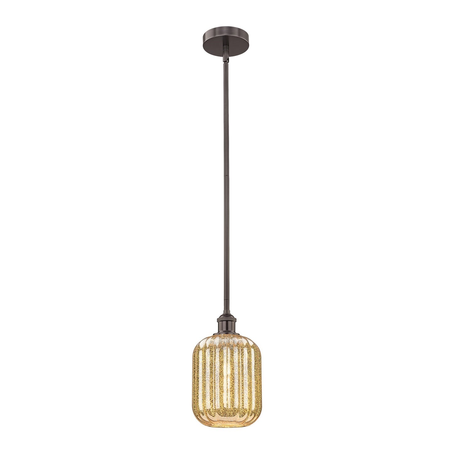 Innovations Preston Cylinder 7in 1-Light Mini Pendant | Industrial Oil Rubbed Bronze Steel and Mercury Glass | Kitchen Island & | Model 616-1S-OB-G460-7ME