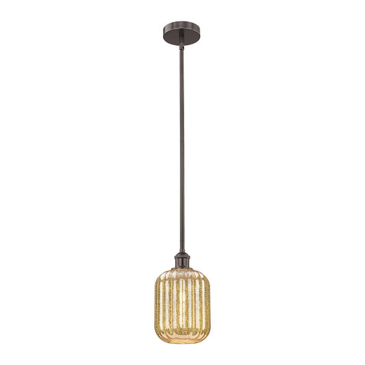 Innovations Preston Cylinder 7in 1-Light Mini Pendant | Industrial Oil Rubbed Bronze Steel and Mercury Glass | Kitchen Island & | Model 616-1S-OB-G460-7ME