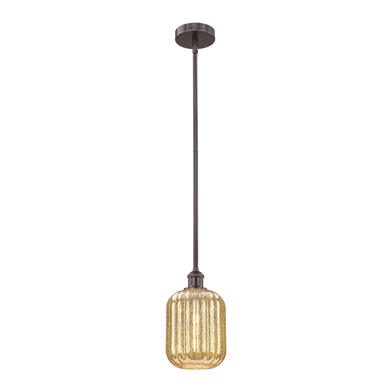 Innovations Preston Cylinder 7in 1-Light Mini Pendant | Industrial Oil Rubbed Bronze Steel and Mercury Glass | Kitchen Island & | Model 616-1S-OB-G460-7ME