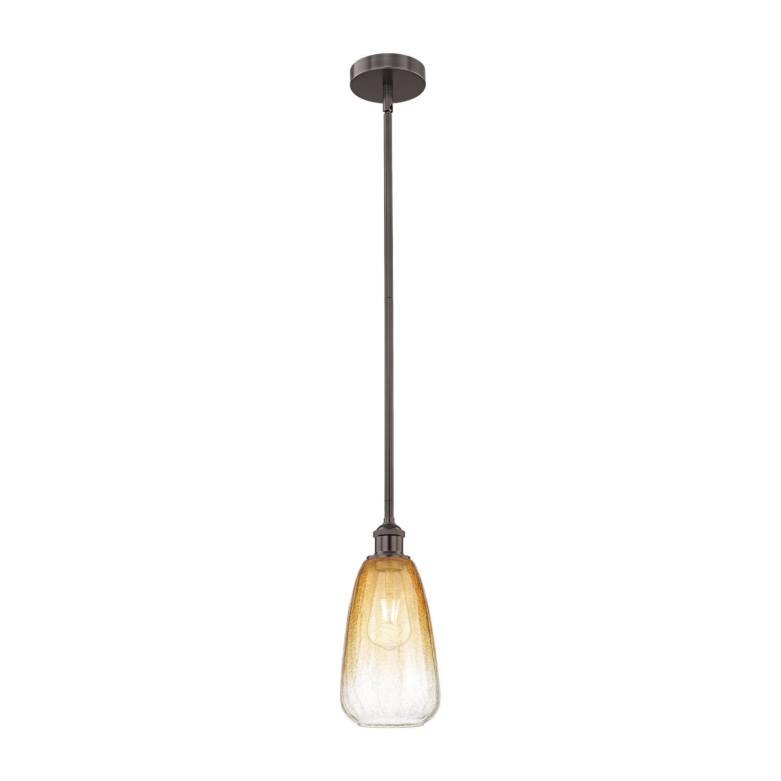 Innovations Brookhaven Almond 6in 1-Light Mini Pendant | Industrial Oil Rubbed Bronze Steel and Amber Glass | Kitchen Island & | Model 616-1S-OB-G480-6AM