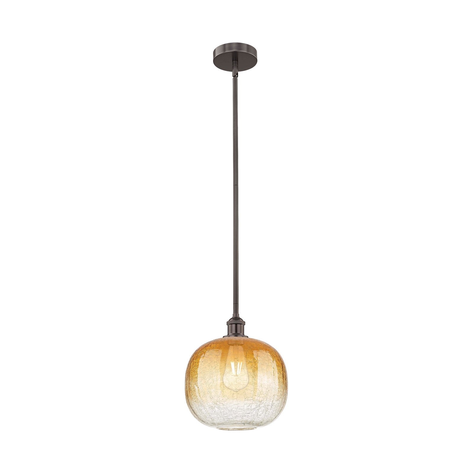 Innovations Brookhaven Sphere 11in 1-Light Mini Pendant | Industrial Oil Rubbed Bronze Steel and Amber Glass | Kitchen Island | Model 616-1S-OB-G481-10AM