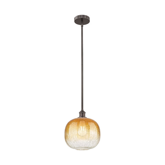 Innovations Brookhaven Sphere 11in 1-Light Mini Pendant | Industrial Oil Rubbed Bronze Steel and Amber Glass | Kitchen Island | Model 616-1S-OB-G481-10AM