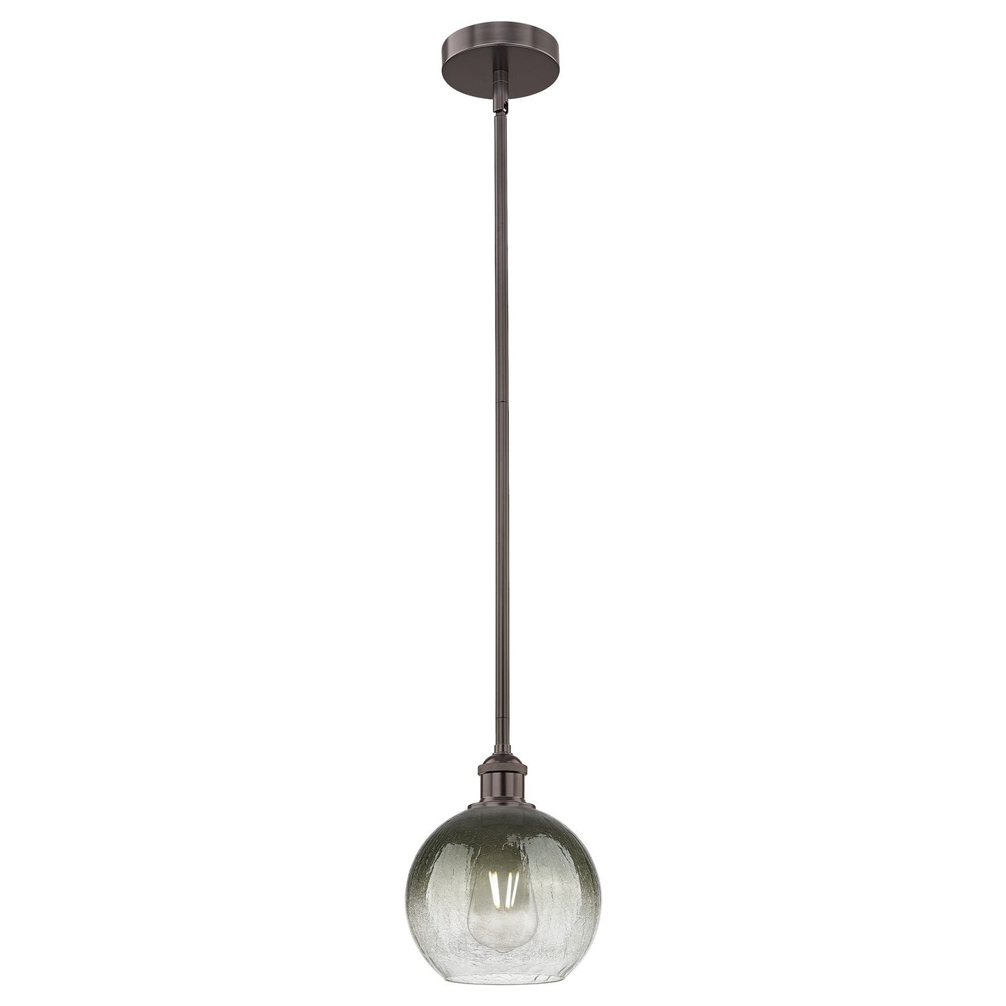 Innovations Brookhaven Globe 8in 1-Light Mini Pendant | Industrial Oil Rubbed Bronze Steel and Slate Glass | Kitchen Island & | Model 616-1S-OB-G483-8SL