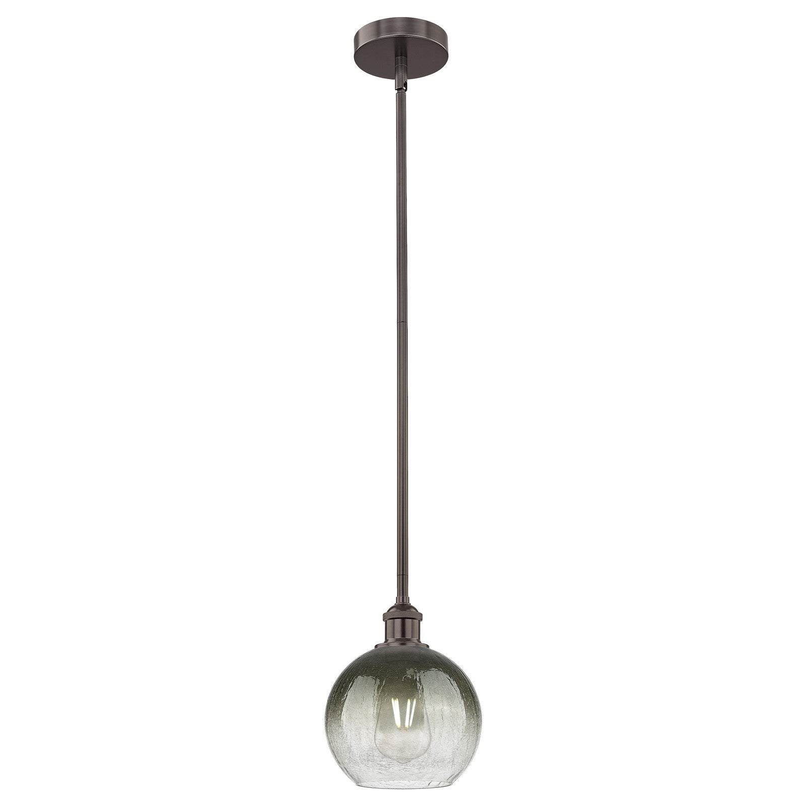 Innovations Brookhaven Globe 8in 1-Light Mini Pendant | Industrial Oil Rubbed Bronze Steel and Slate Glass | Kitchen Island & | Model 616-1S-OB-G483-8SL
