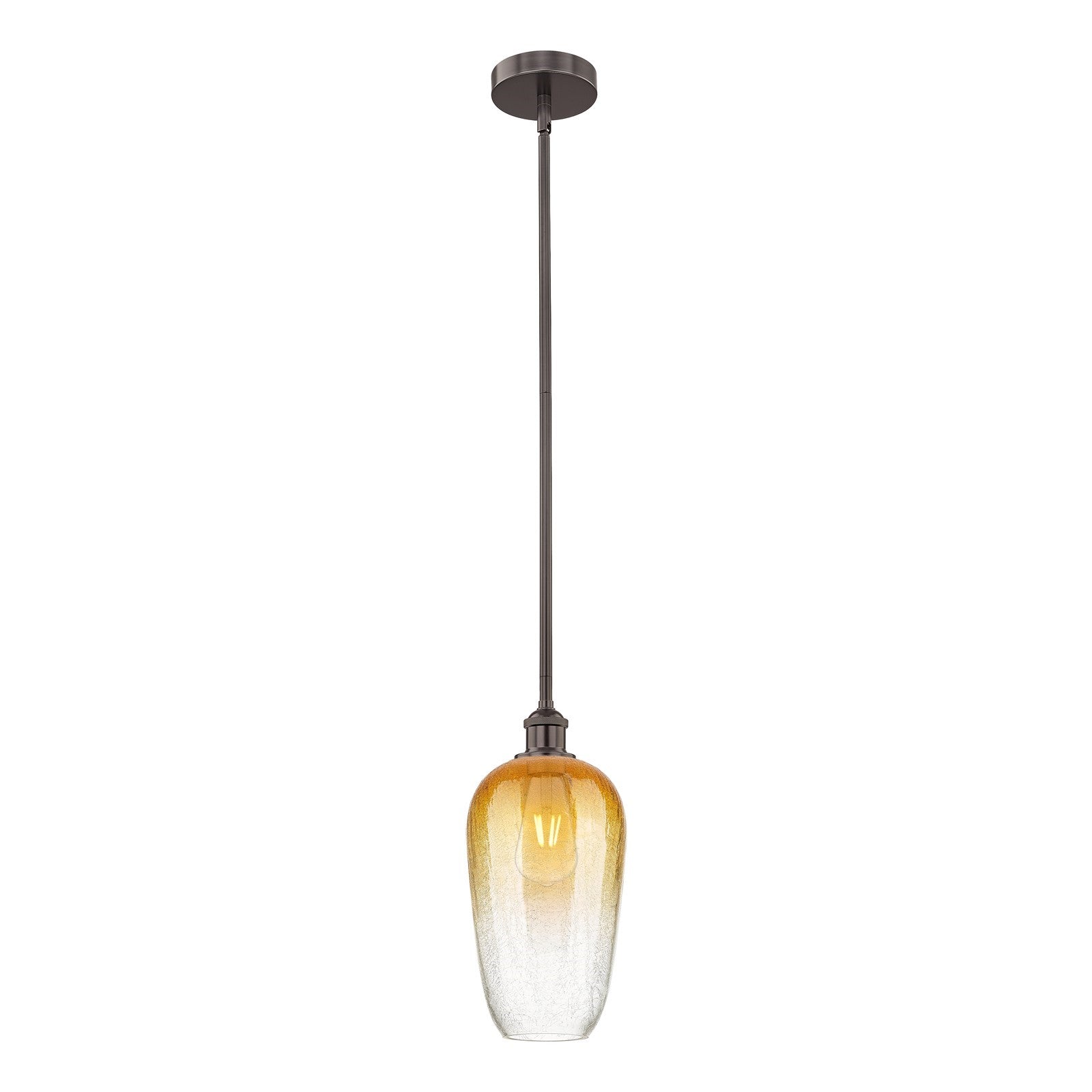Innovations Brookhaven Flute 7in 1-Light Mini Pendant | Industrial Oil Rubbed Bronze Steel and Amber Glass | Kitchen Island & | Model 616-1S-OB-G484-7AM
